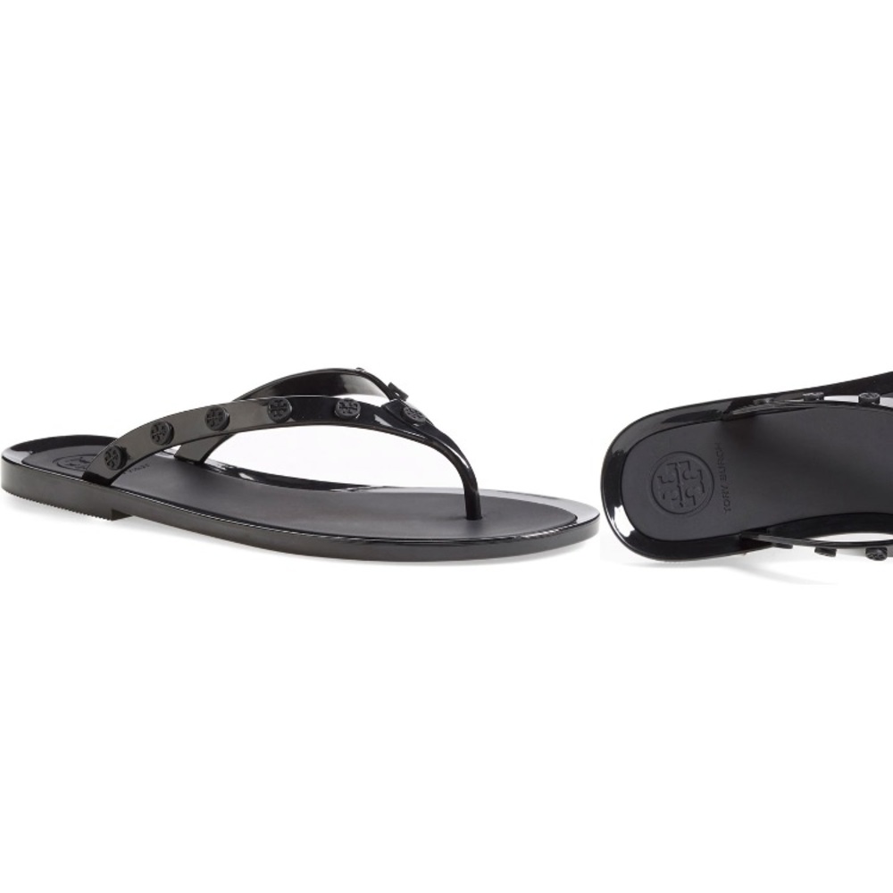 Black Tory Burch Studded Logo Jellies